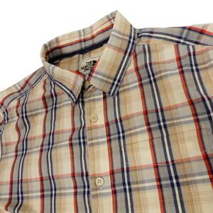The North Face Mens Plaid Beige Short Sleeve Outdoor Shirt Large